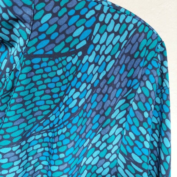 Chadwicks Womens Silky Knot Front Empire Waist Blouse Multicolor Long Sleeve - Picture 2 of 11